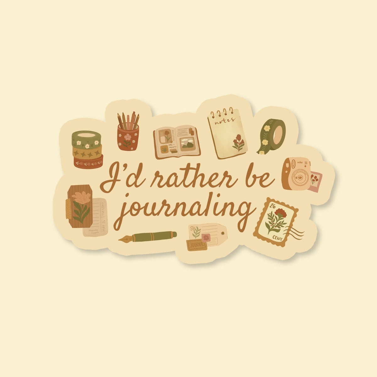 I'd Rather Be Journaling - Beige| Vinyl Sticker