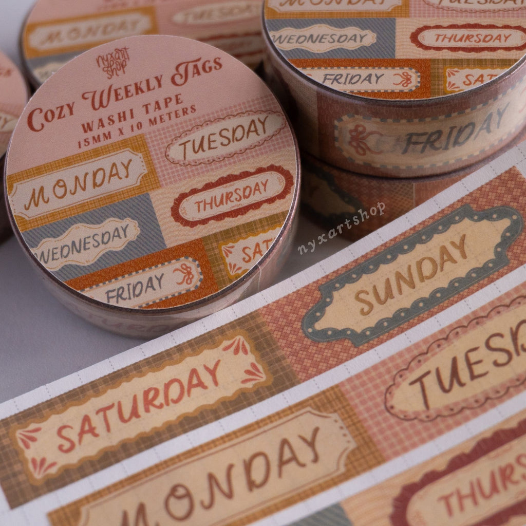 Cozy Weekly Tags Washi Tape