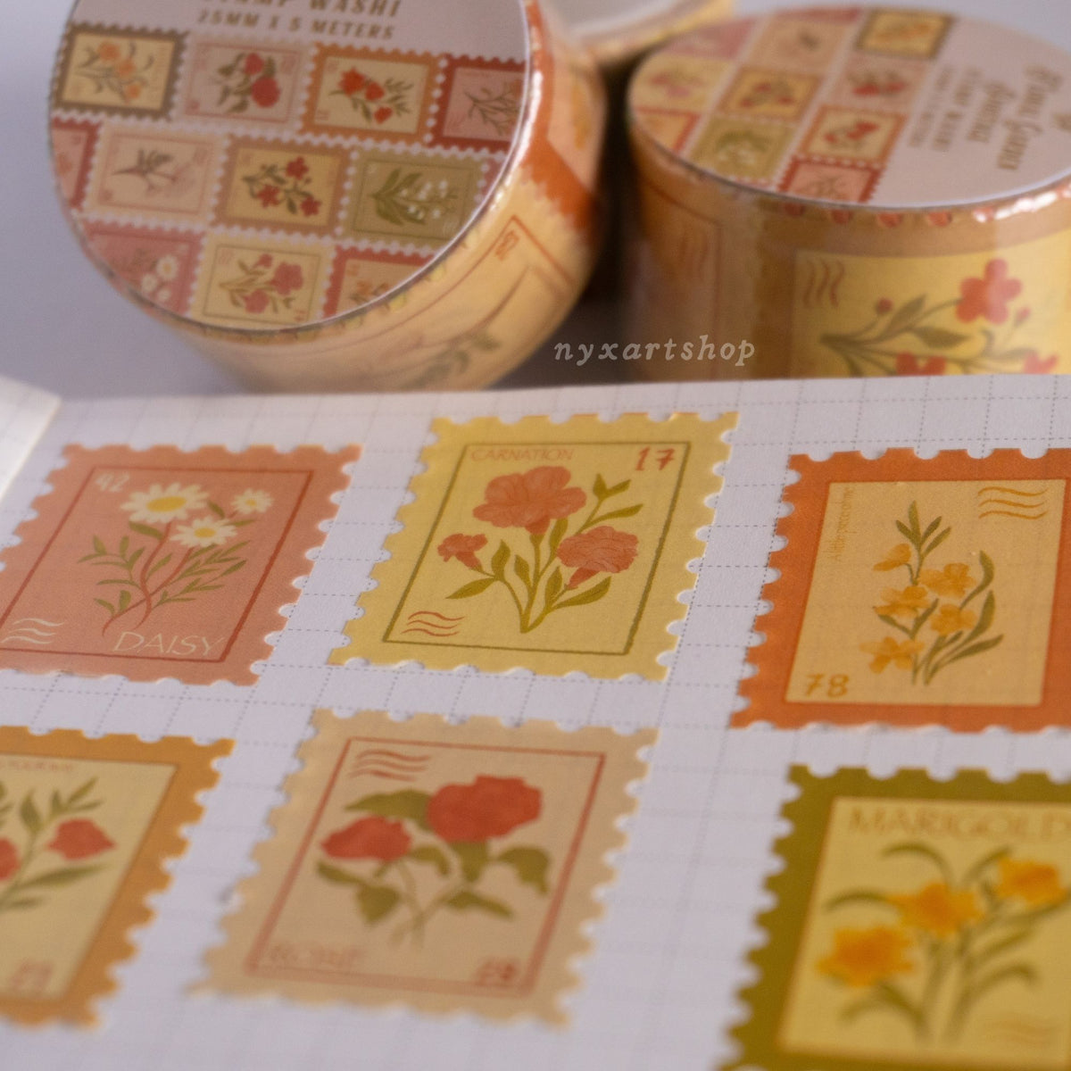 Floral Garden Postage Stamp Washi Tape