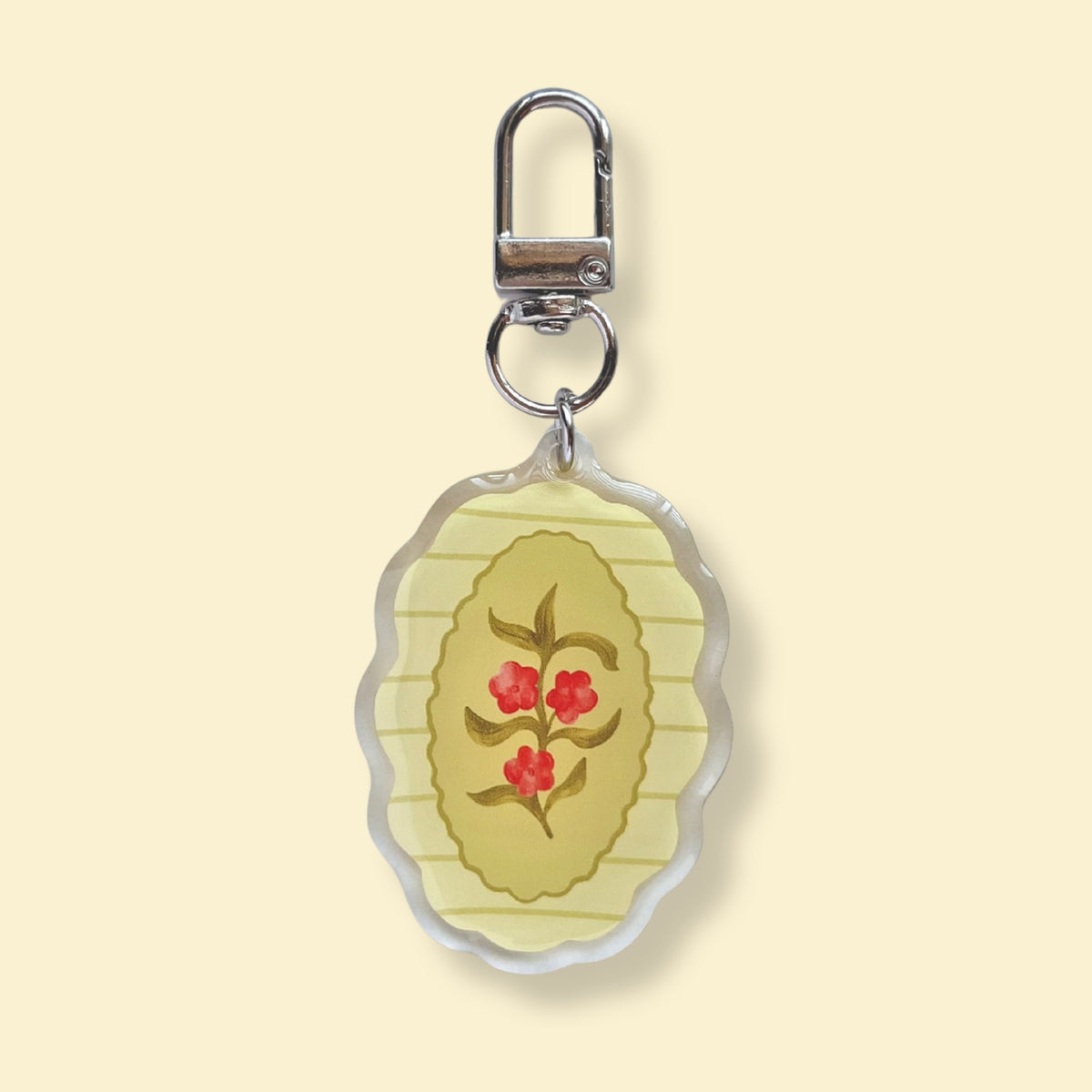 Oblong Framed Floral | Acrylic Keychain