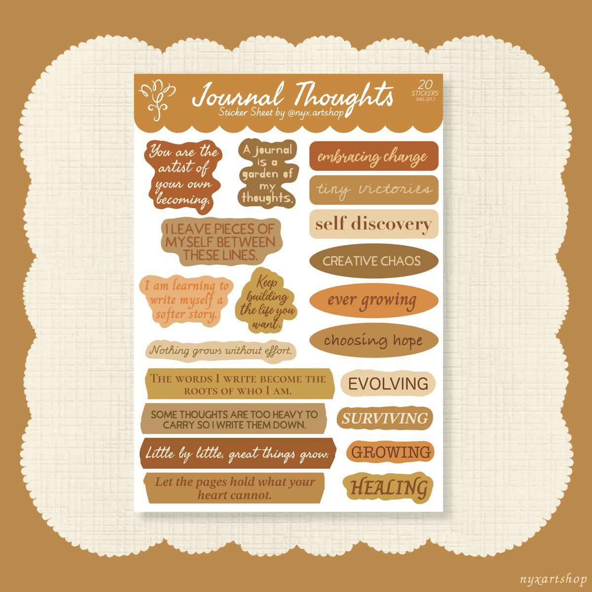 Journal Thoughts (Vintage) Sticker Sheet