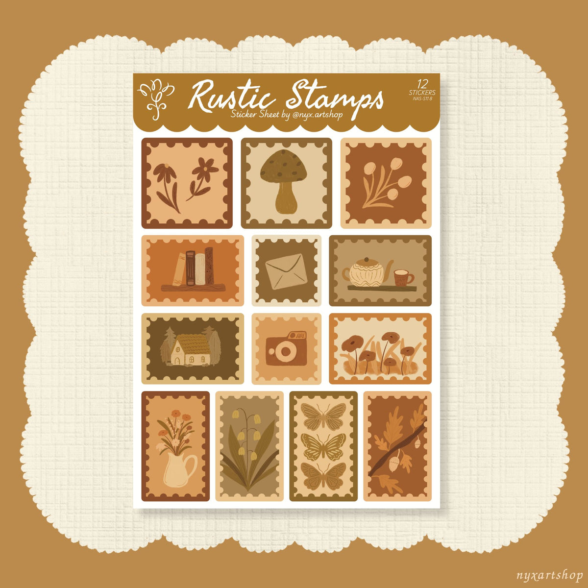 Rustic Stamps Sticker Sheet