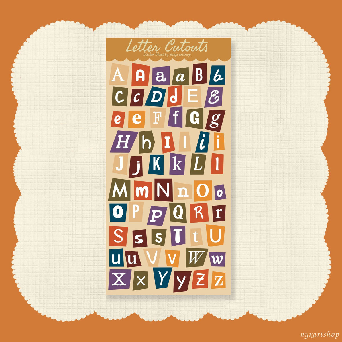 Letter Alphabet Cutouts | Sticker Sheet