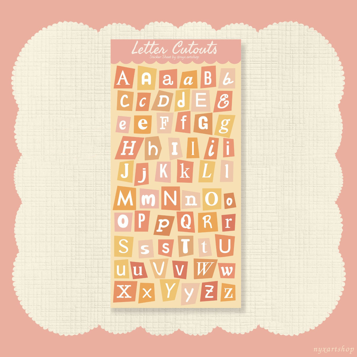 Letter Alphabet Cutouts | Sticker Sheet
