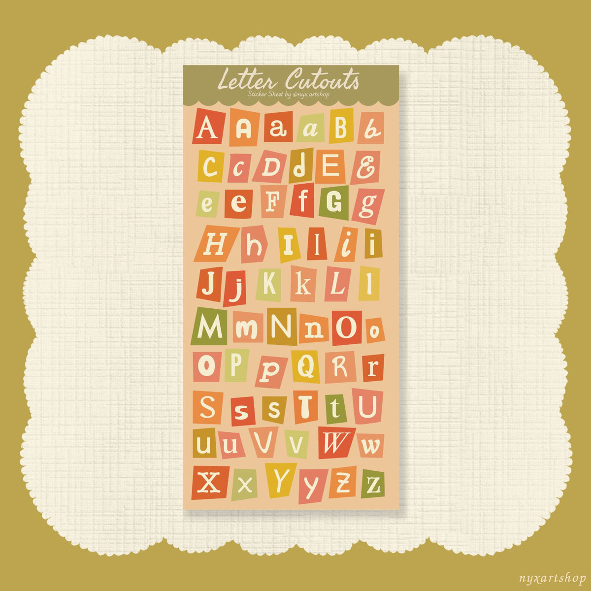 Letter Alphabet Cutouts | Sticker Sheet