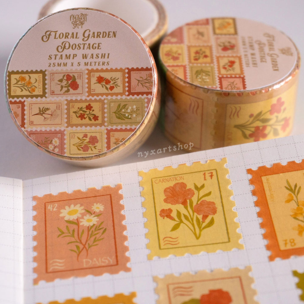 Floral Garden Postage Stamp Washi Tape